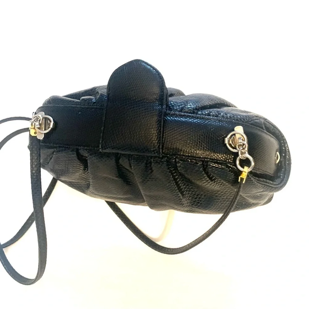 JUDITH LEIBER Vintage Lizard Mini Crossbody Bag and Clutch , Black